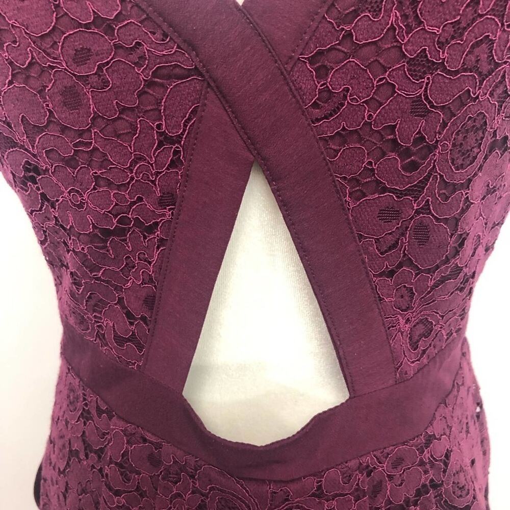 Free People Lovely In Love Lace Mini Dress Flirty Burgundy Berry Women's Size M - Picture 3 of 7